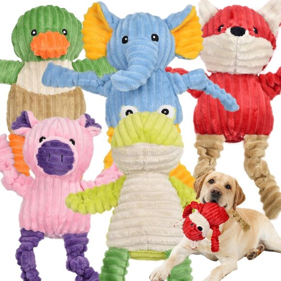 Other - 5 Pack Tough Dog Toys Stuffed Squeaky Dog Toys Assortment Plush Animal Dog Toy V